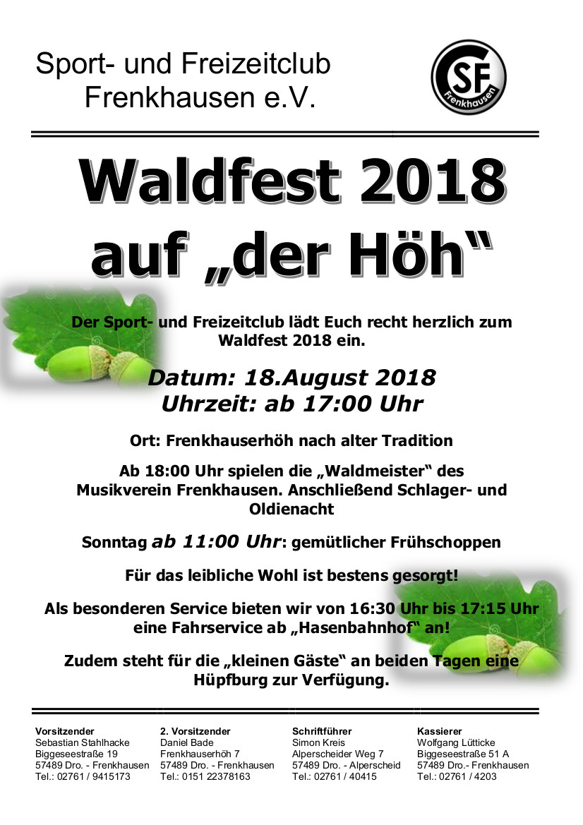 Einladung Waldfest 2018